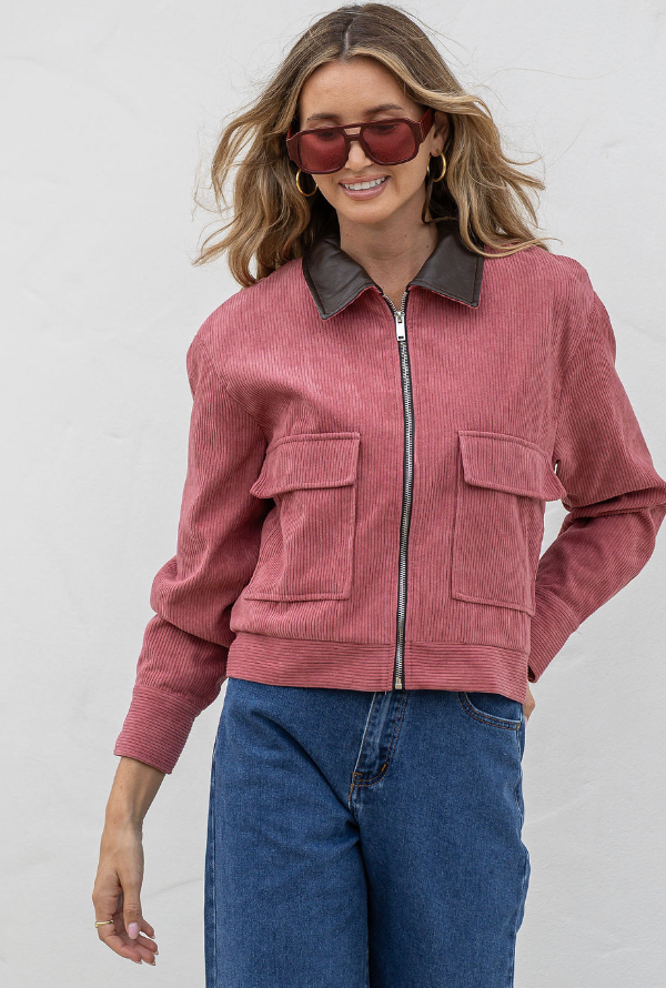 Charlie Cord Barn Jacket - Dusty Pink