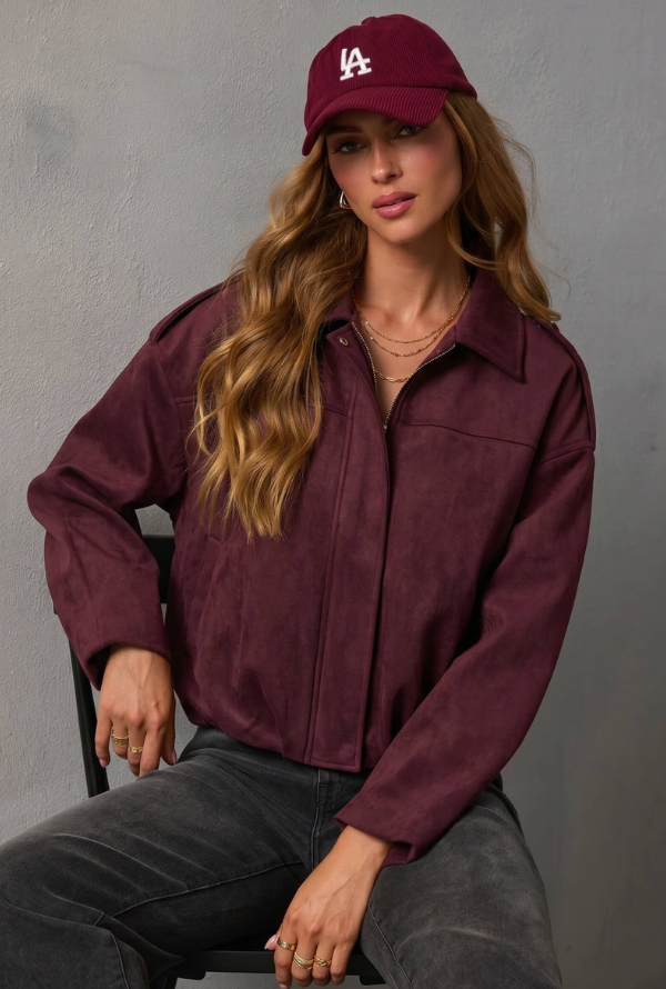 Molly Faux Suede Jacket - Plum