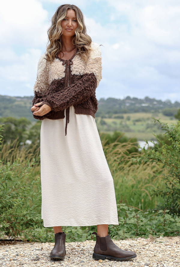 Aria Cardigan - Latte/Choc