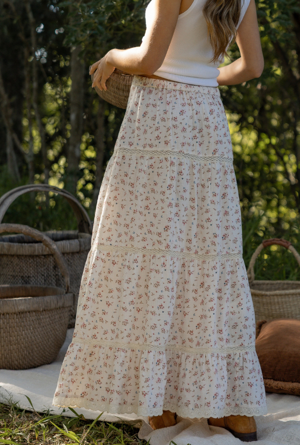 Ditsy Floral Skirt - Natural