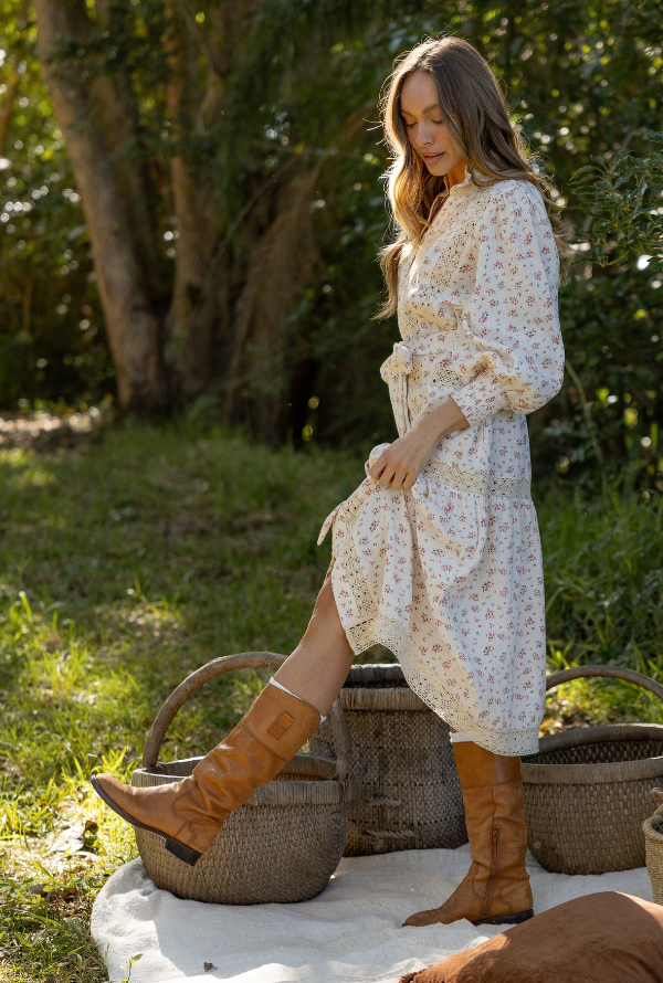 Ditsy Floral Midi - Natural