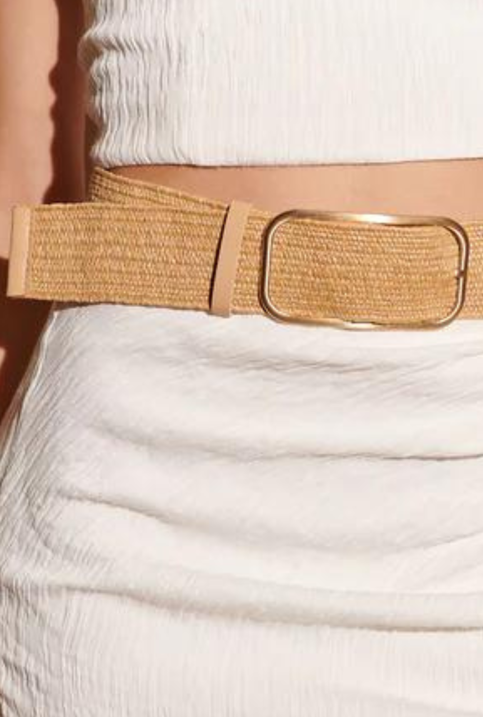 Junie Metal Buckle Straw Belt - Natural