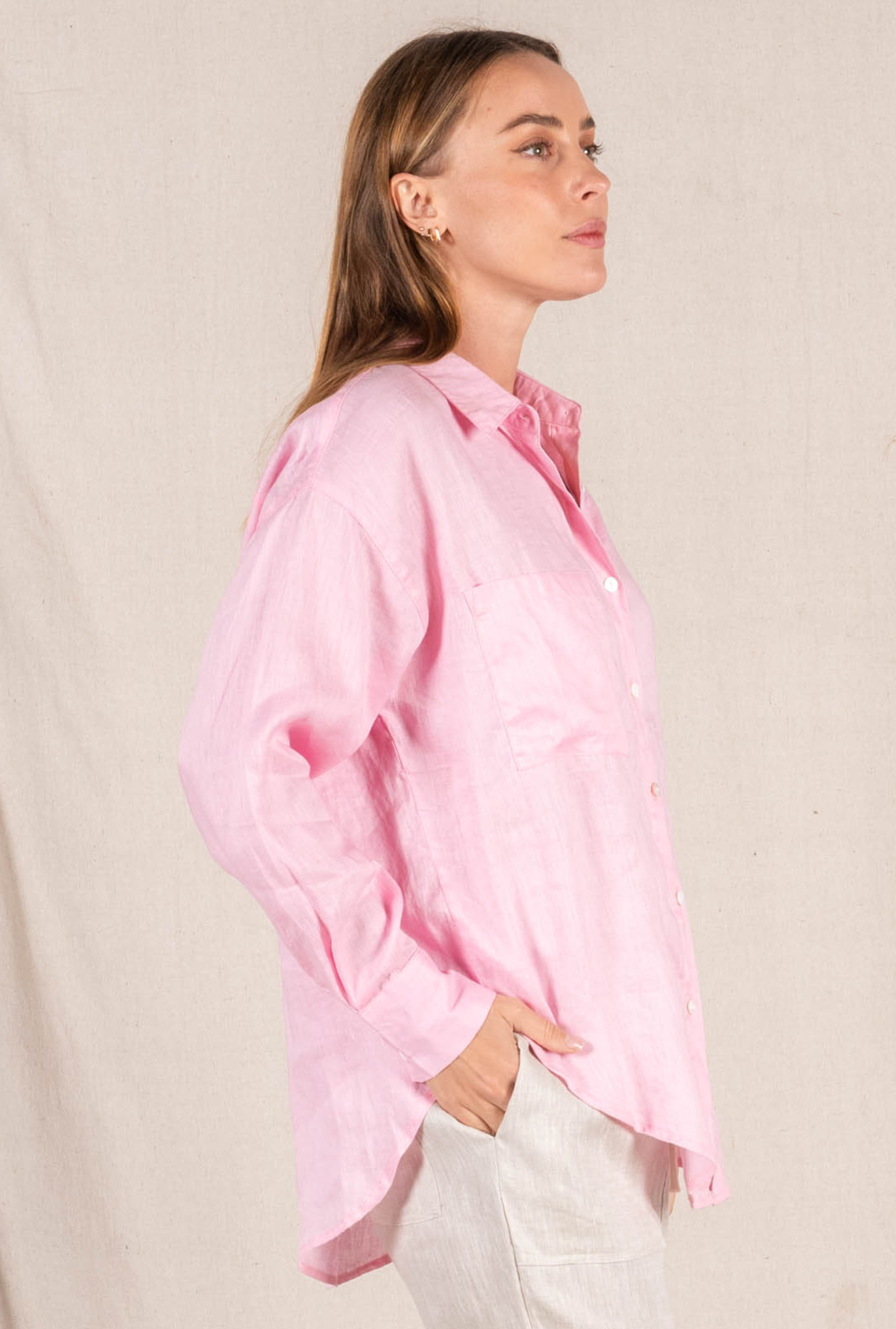 Millie Linen Shirt - Pink