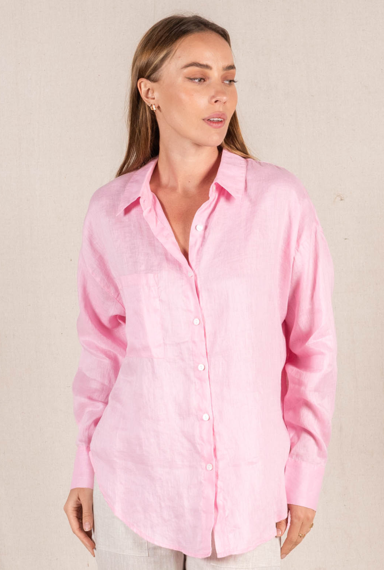 Millie Linen Shirt - Pink