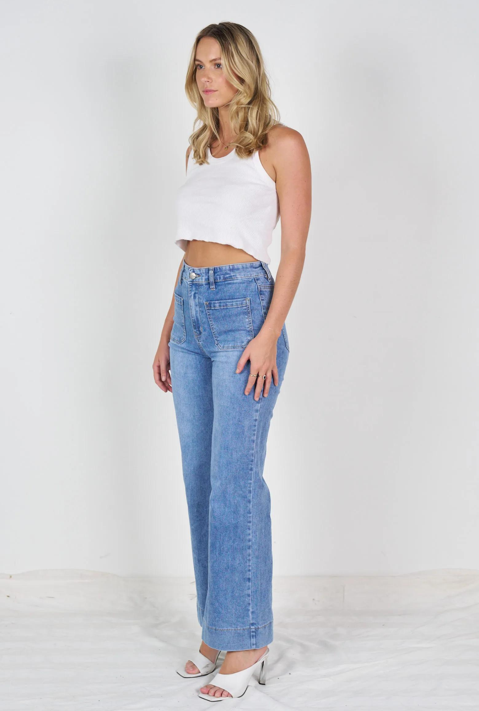 Ruby Wide Leg Jeans - Light Blue Denim