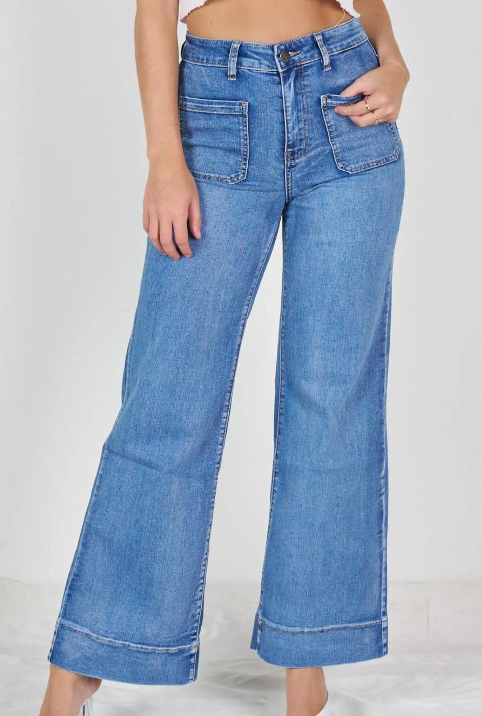 Ruby Wide Leg Jeans - Light Blue Denim