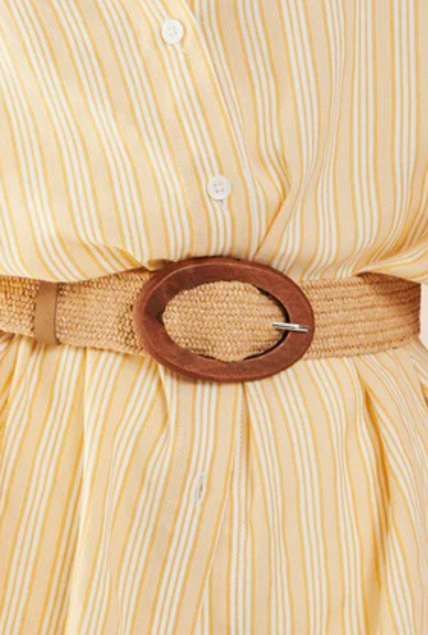 Lila Wooden Buckle Belt - Tan