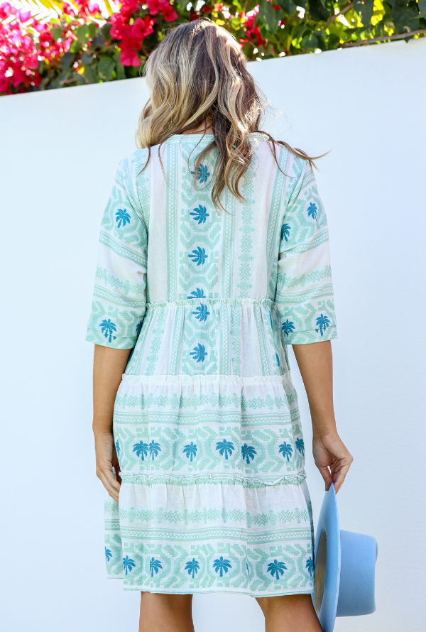 Mediterranean Palm Dress - Mint