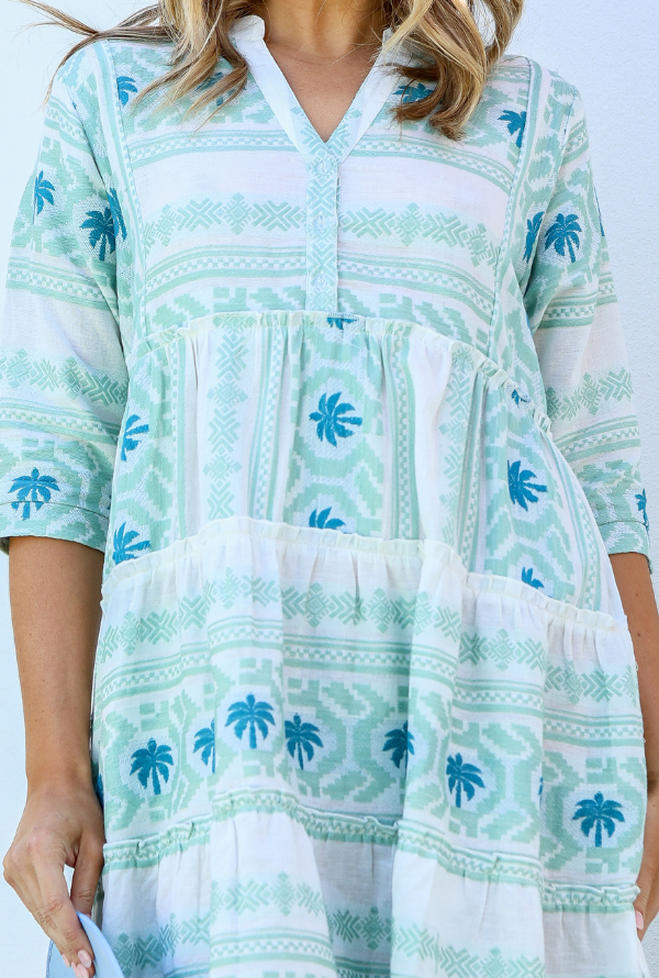 Mediterranean Palm Dress - Mint