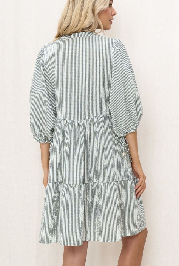 Bonnie Dress - Green Stripe