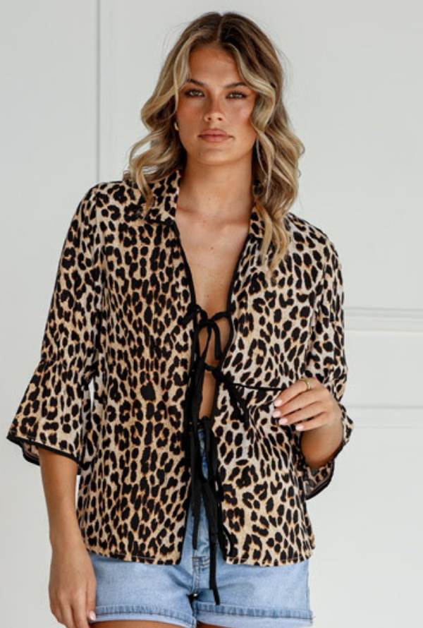 Lenni Tie Top - Leopard