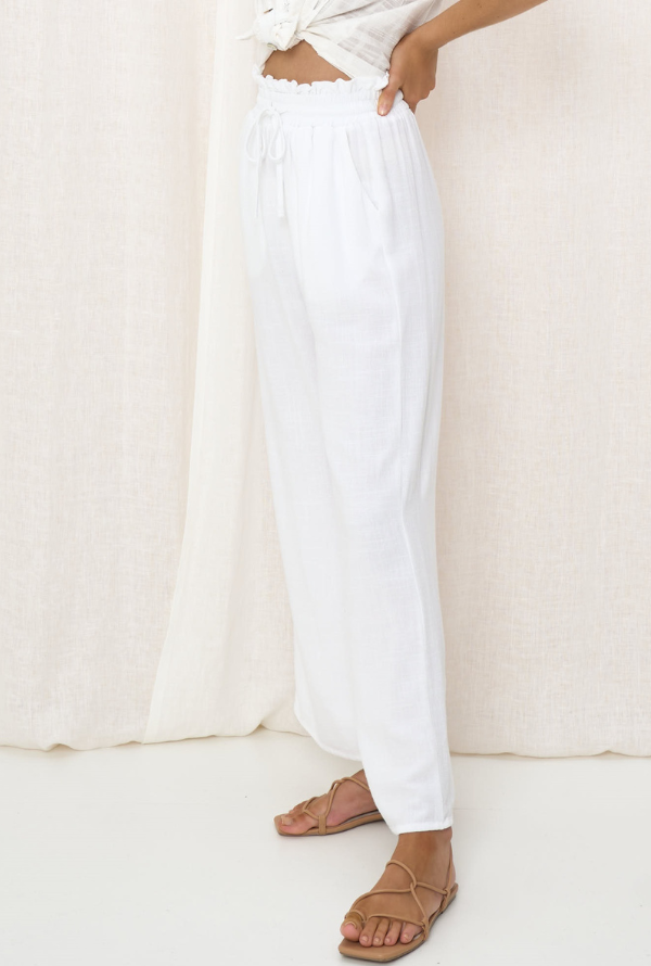 Lou Linen Pants - White