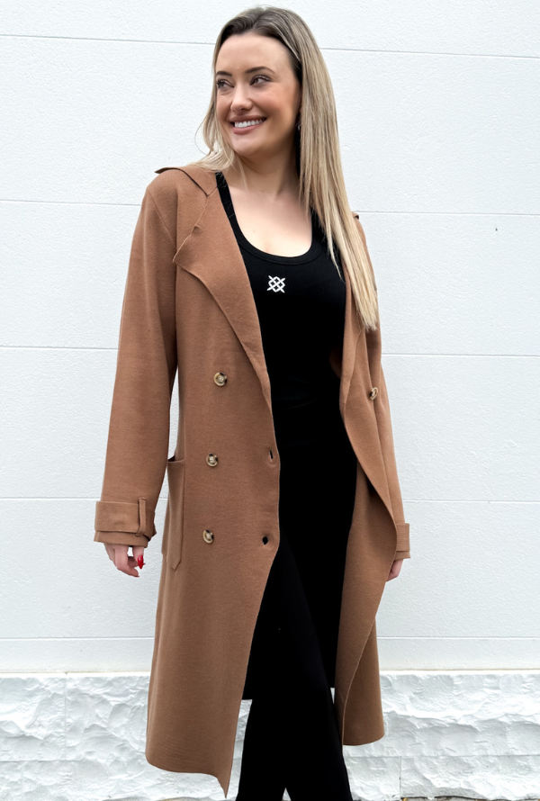 Brooklyn Knit Trench - Tan