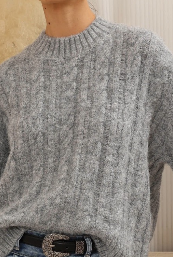 Mia Cable Knit - Grey