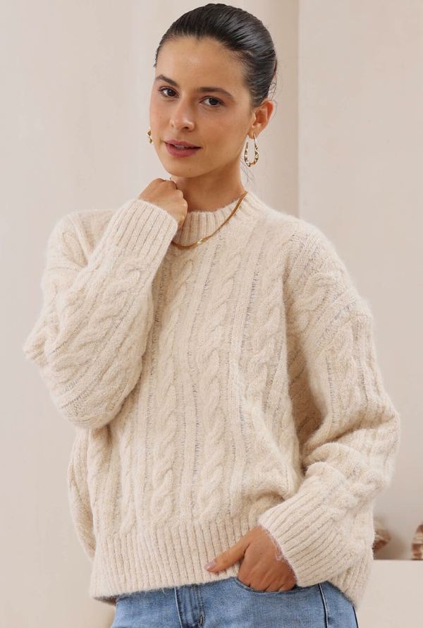 Mia Cable Knit - Winter White