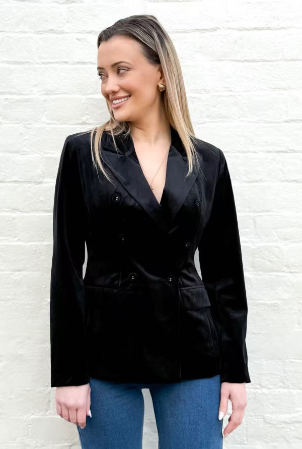 York Velvet Blazer - Black