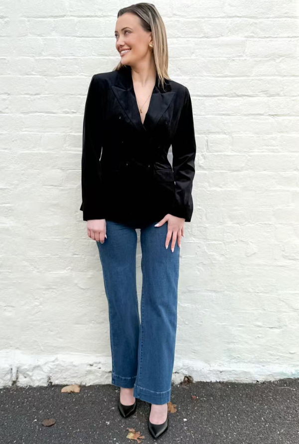 York Velvet Blazer - Black
