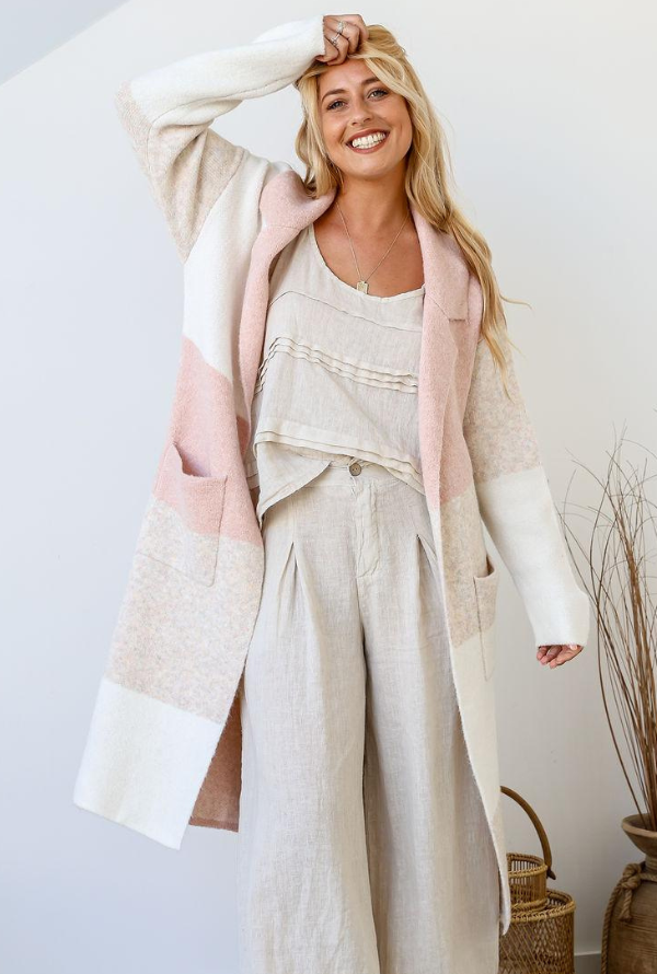 Marley Cardigan - Blush/Natural