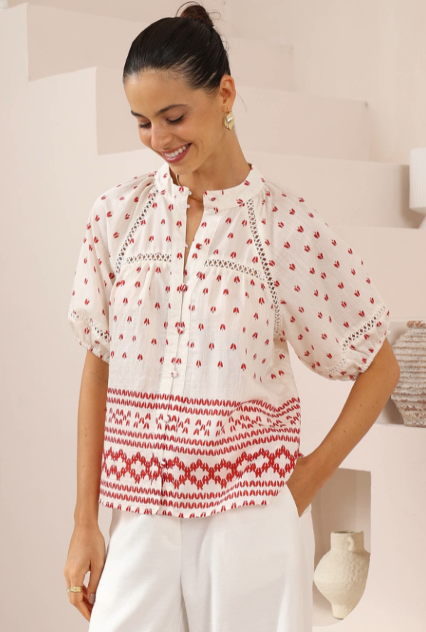Teresa Shirt - White/Red
