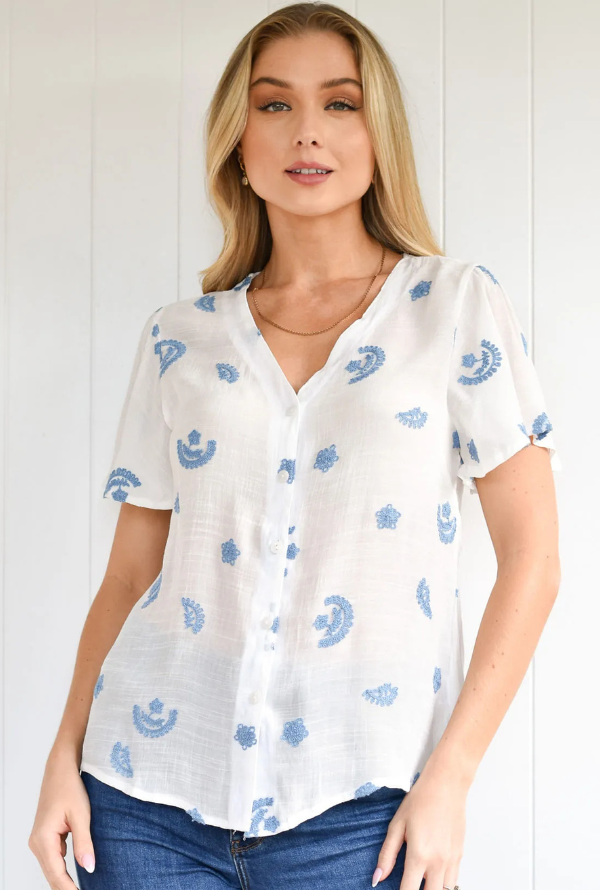 Gretchen Shirt - White/Blue