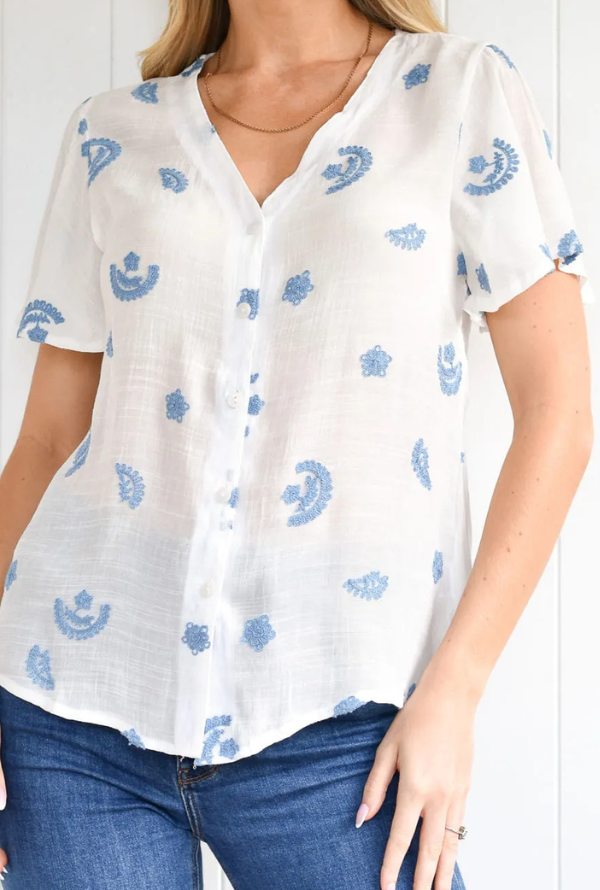 Gretchen Shirt - White/Blue