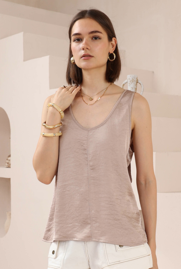 Evelyn Tencel Tank - Champagne