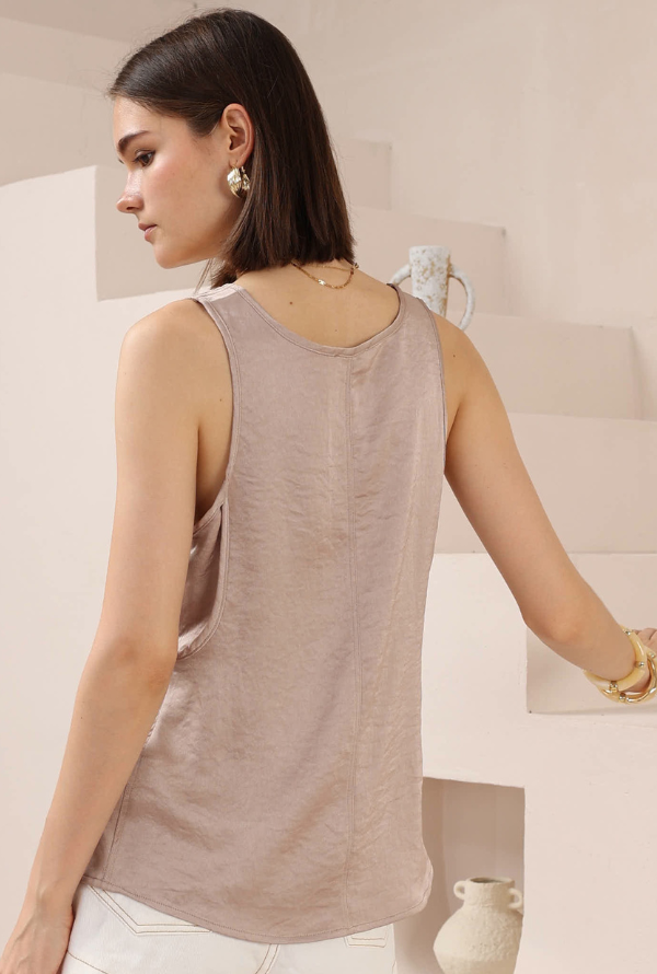 Evelyn Tencel Tank - Champagne