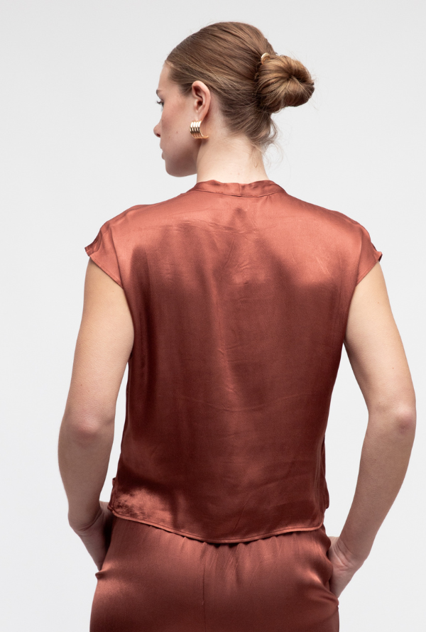 Lara Cross Over Blouse S/Less - Rose