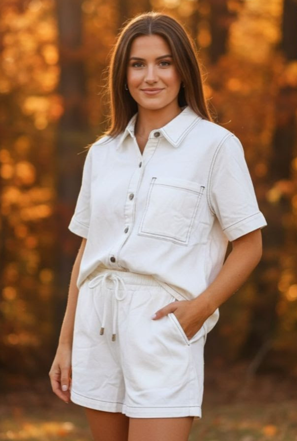 Olivia Denim S/S Shirt - White