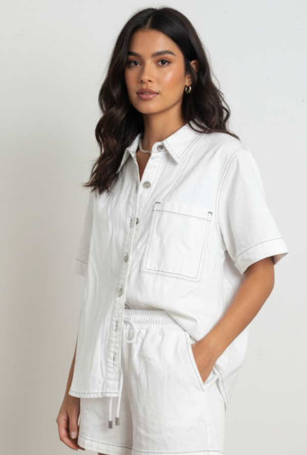 Olivia Denim S/S Shirt - White