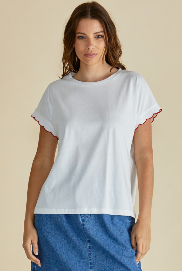 Sloan Scallop Tee - White