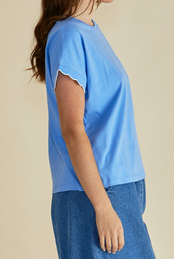 Sloan Scallop Tee - Cornflower Blue