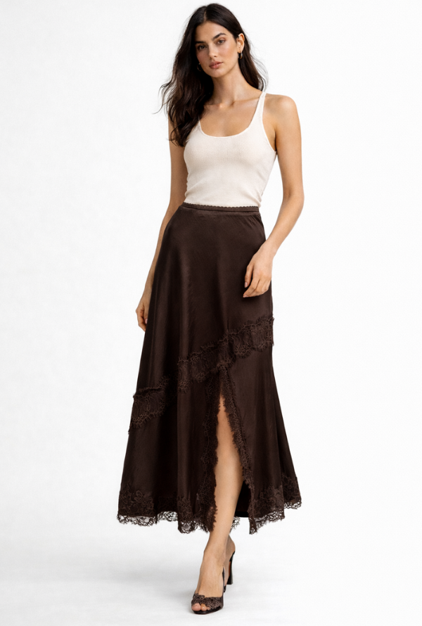 Maddison Lace Skirt - Chocolate