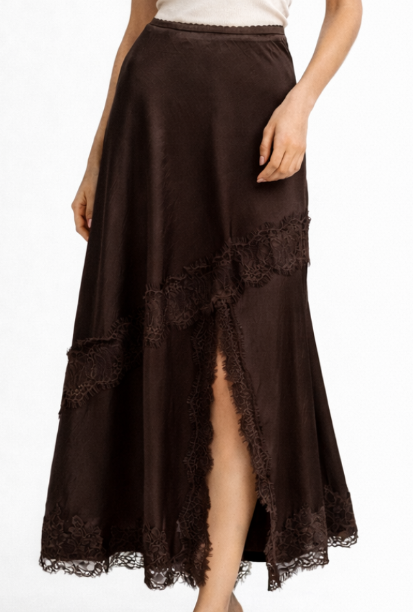 Maddison Lace Skirt - Chocolate