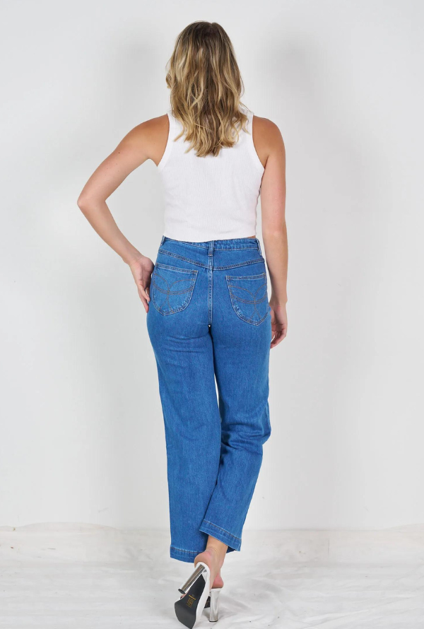 Ruby Wide Leg Jeans - Mid Denim