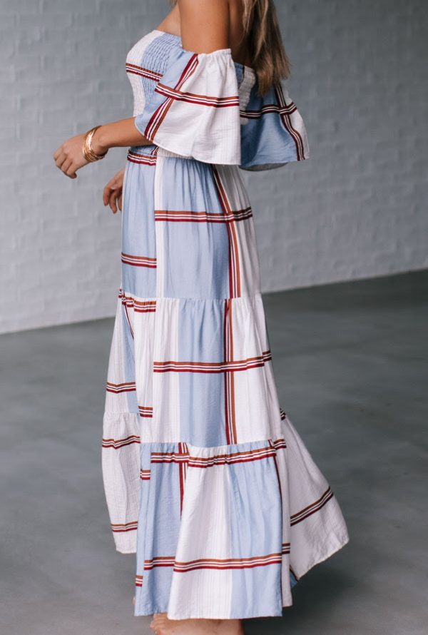 Ambre Maxi - White/Blue/Burgundy