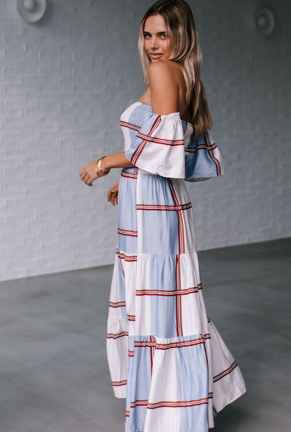 Ambre Maxi - White/Blue/Burgundy