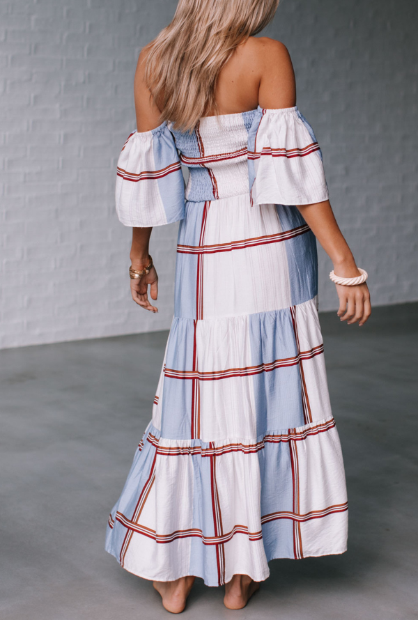 Ambre Maxi - White/Blue/Burgundy