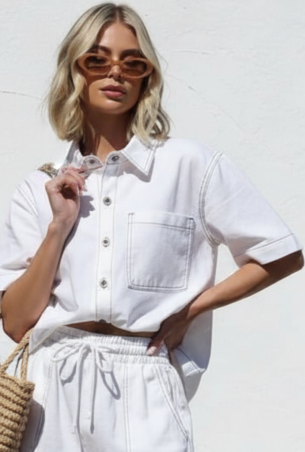 Olivia Denim S/S Shirt - White