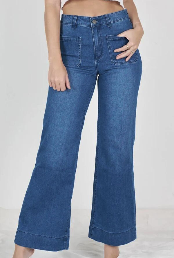 Ruby Wide Leg Jeans - Blue Denim