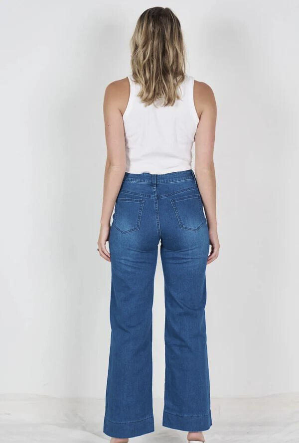 Ruby Wide Leg Jeans - Blue Denim