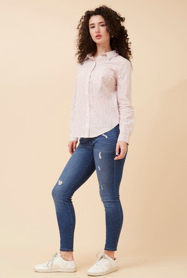 Delta Striped Shirt - Oat