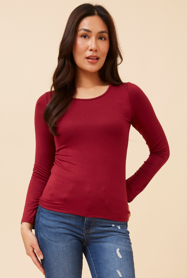 Bianca L/S Tee - Burgundy