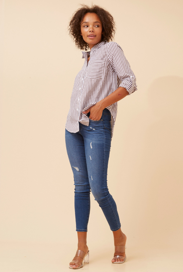 Delta Striped Shirt - Chocolate