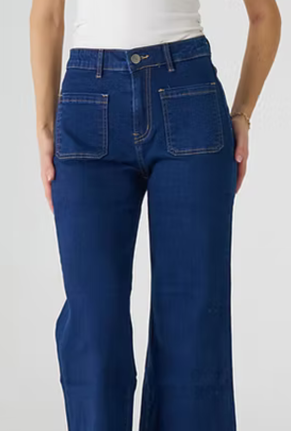 Ruby Wide Leg Jeans - Dark Blue Denim