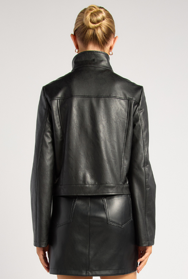 Lennox Faux Leather Jacket - Black