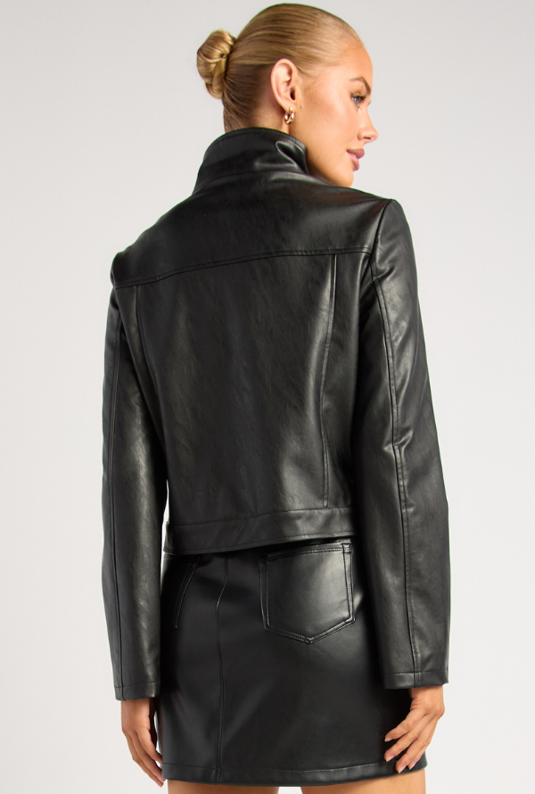 Lennox Faux Leather Jacket - Black