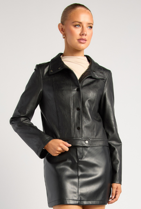 Lennox Faux Leather Jacket - Black