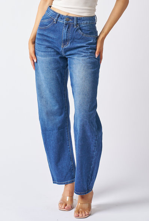Darcy Barrel Jeans - Blue Denim