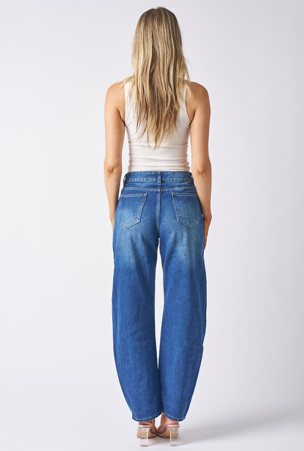 Darcy Barrel Jeans - Blue Denim